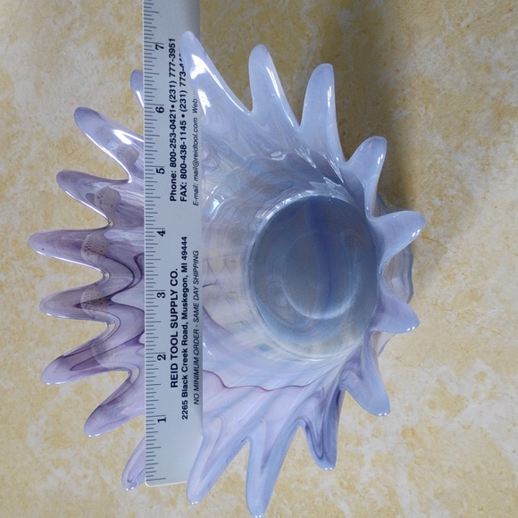 Art Glass Swung Style Bowl Purple Lavender Swirl - Picture 6 of 8